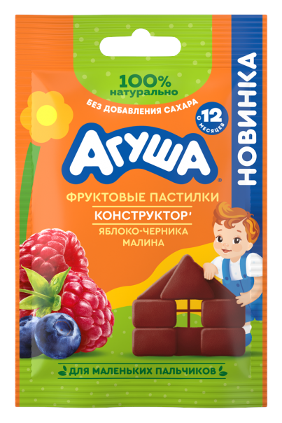 Фруктовые пастилки АГУША яблоко черника малина 12г