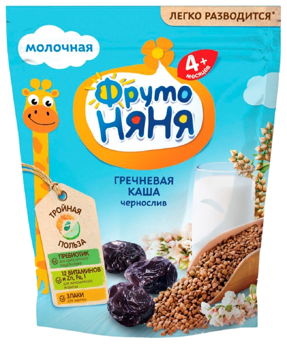 Каша ФРУТОНЯНЯ гречневая молочная с черносливом бзмж м/у 200г