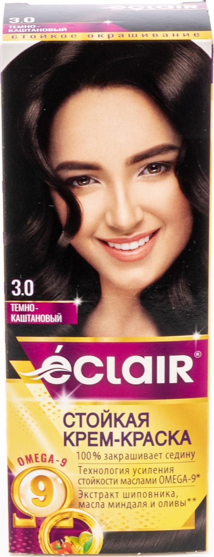 Краска для волос ЭКЛАИР Омега-9 Темно-каштановый №3.0