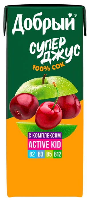 Сок ДОБРЫЙ Актив кид яблоко вишня 0.2л
