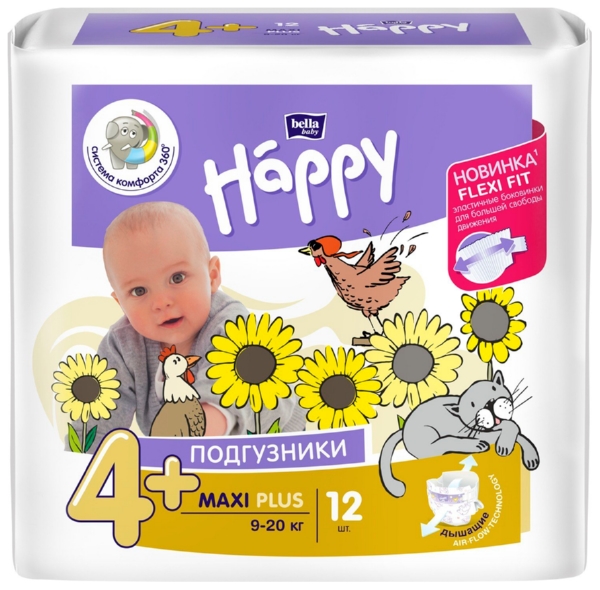 Подгузники БЕЛЛА ХЭППИ макси плюс 9-20кг 12шт