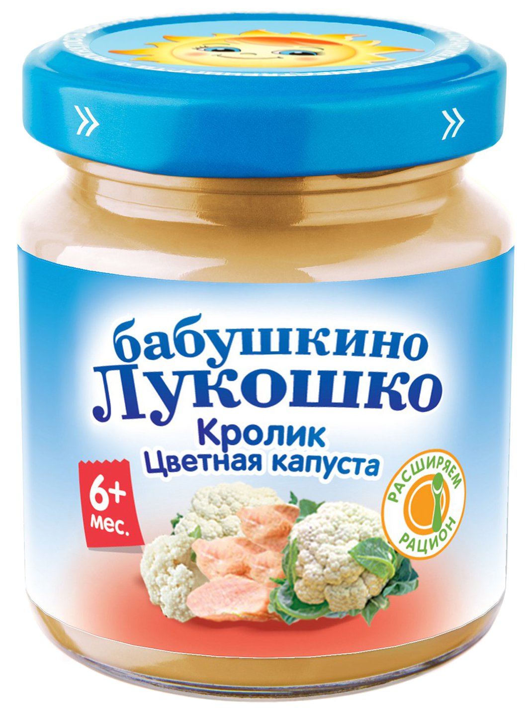 Пюре БАБУШКИНО ЛУКОШКО цветная капуста и кролик ст/б 100г