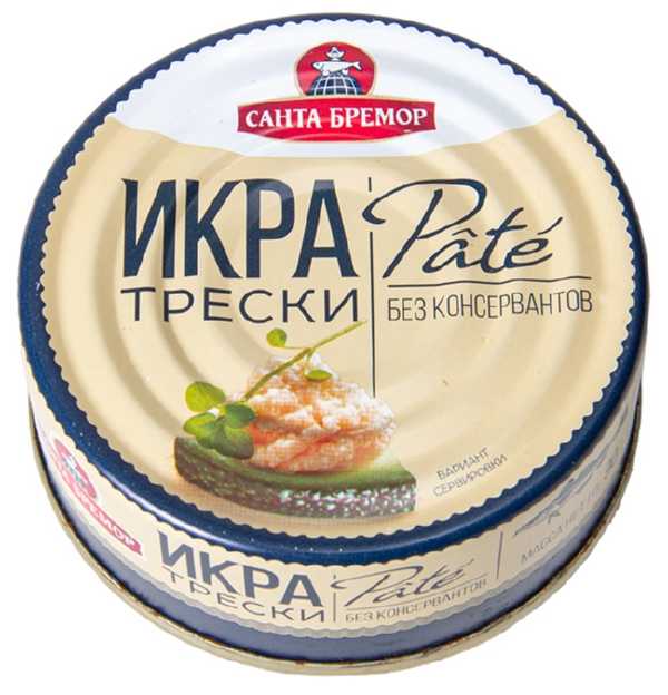 Икра трески САНТА БРЕМОР Патэ деликатесная люкс ж/б 90г
