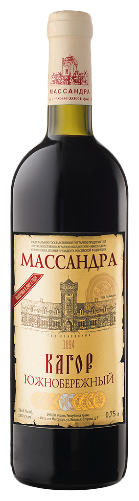 Вино МАССАНДРА Кагор Южнобережный красное сл 16% ст/б 0.75л