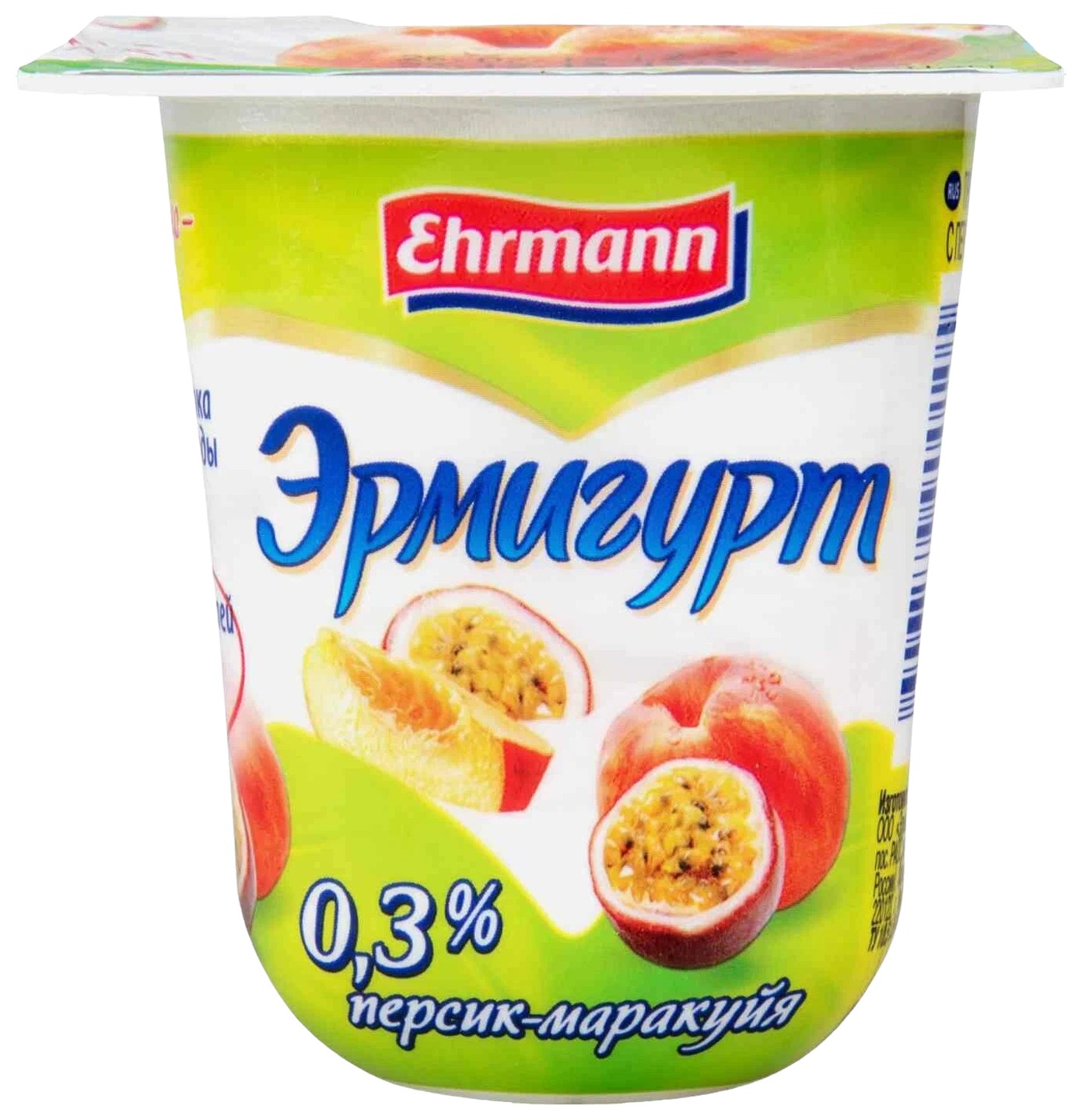 Йогуртный продукт ЭРМИГУРТ Десертный пастер персик маракуйя бзмж 0.3% 100г