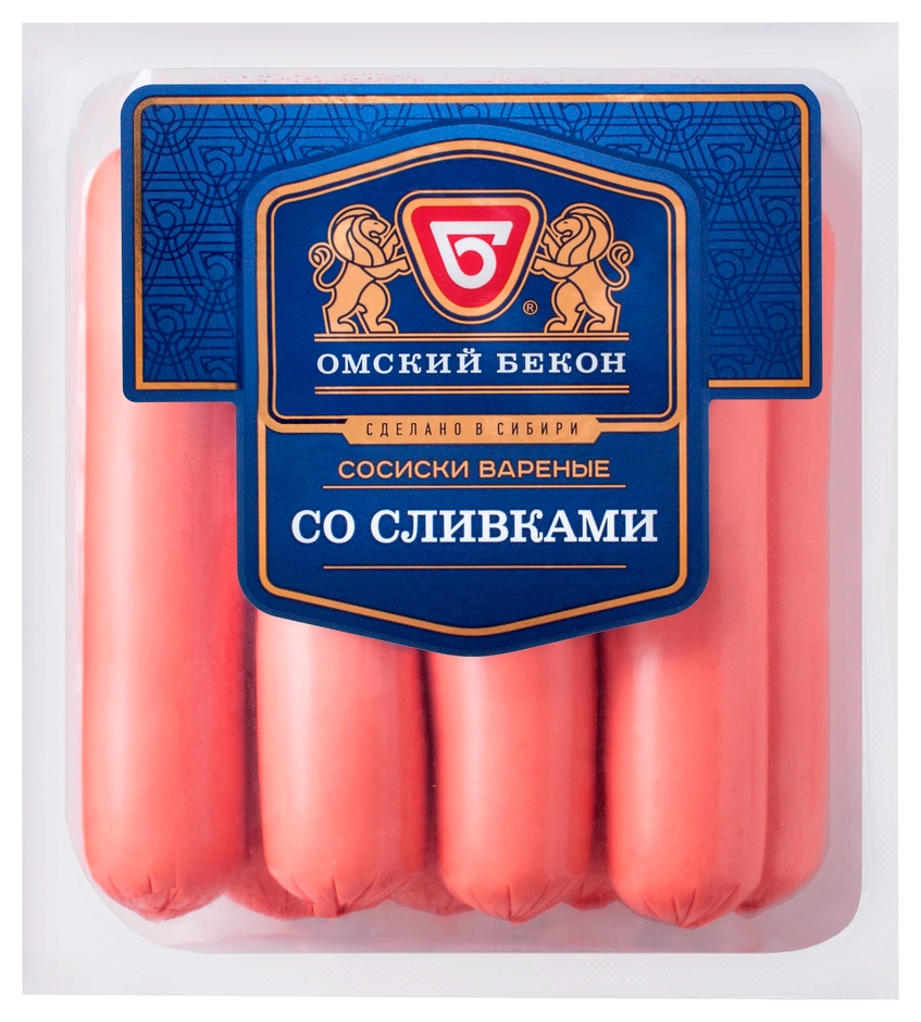 Сосиски ОМСКИЙ БЕКОН со сливками 380г