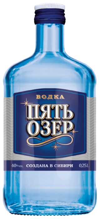 Водка ПЯТЬ ОЗЕР 40% ст/б 0.25л