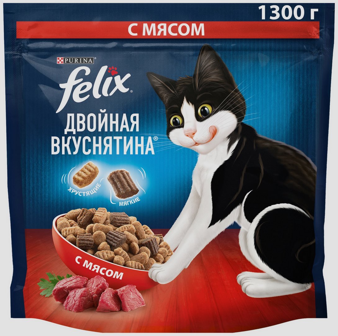 Корм для кошек ФЕЛИКС Двойная вкуснятина с мясом говядина 1.3кг