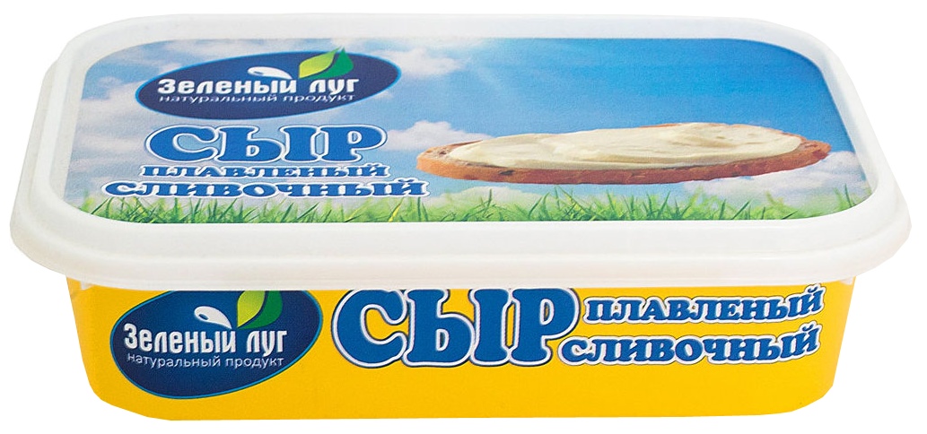 Сыр плавленый ЗЕЛЕНЫЙ ЛУГ сливочный бзмж 45% 180г