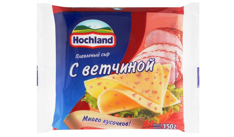 Сыр плавленый ХОХЛАНД с ветчиной ломтики бзмж 45% 150г
