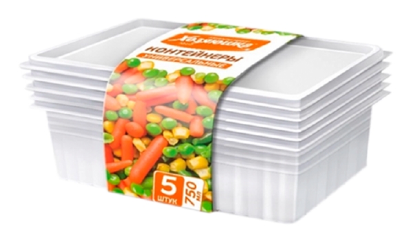 Контейнер ХОЗЯЮШКА МИЛА универсальный для заморозки 0.75л 5шт