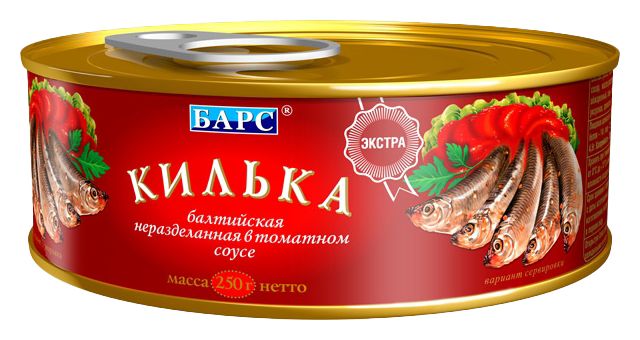 Килька БАРС балтийская в т/с ж/б ключ 250г