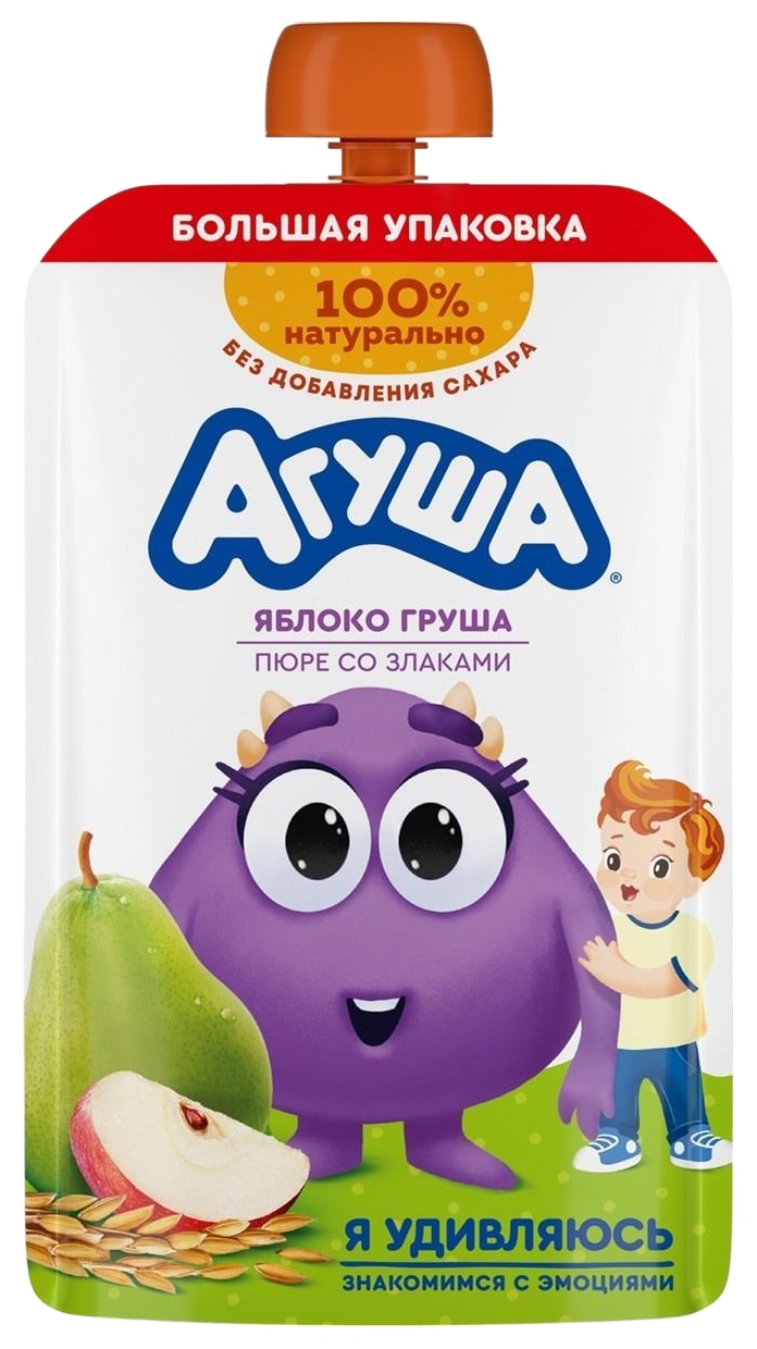 Пюре АГУША Яблоко груша со злаками 160г