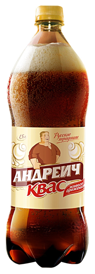 Квас АНДРЕИЧ Классический живого брожения фильтрованный 1.5л