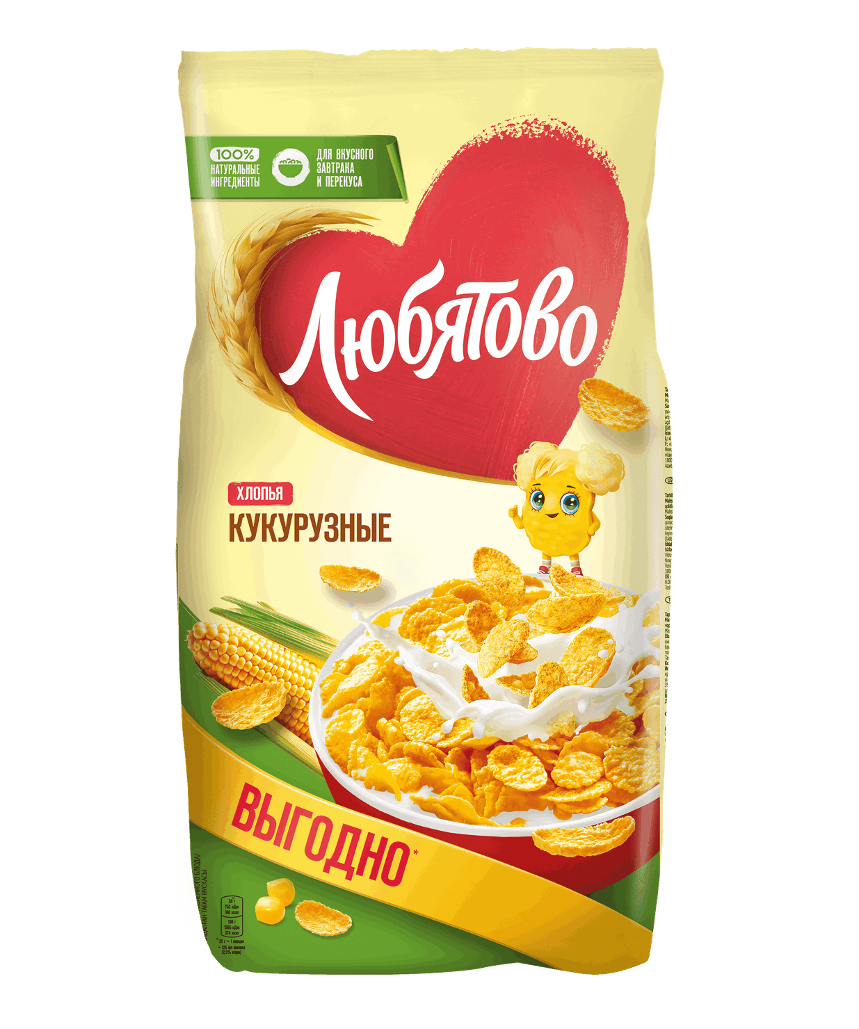 Хлопья ЛЮБЯТОВО Кукурузные 600г
