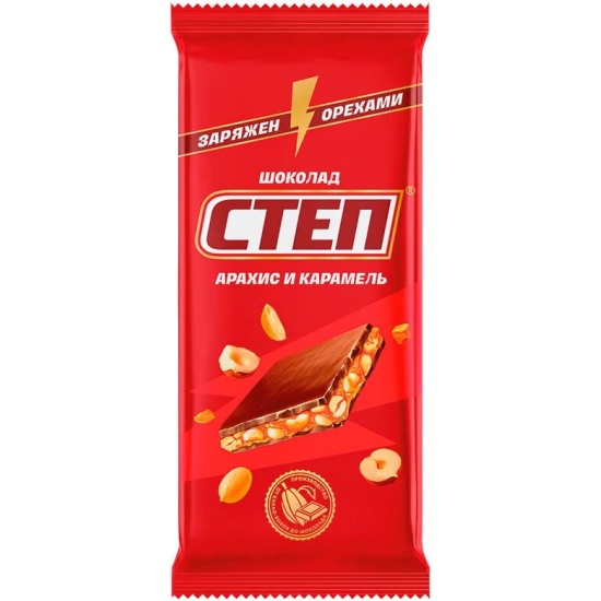 Шоколад СЛАВЯНКА Степ с арахисом и карамелью 80г