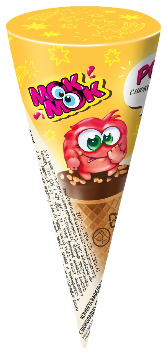 Конфета МОК-МОК Рожок с шоколадно-ореховой начинкой 25г