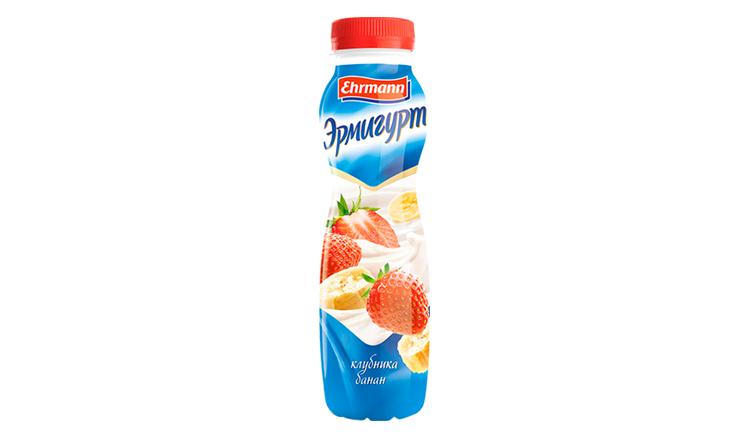 Йогурт ЭРМИГУРТ клубника банан бзмж 1.2% 420г