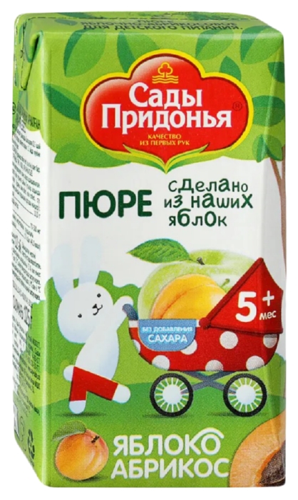 Пюре САДЫ ПРИДОНЬЯ яблоко абрикос без сахара т/пак 125г