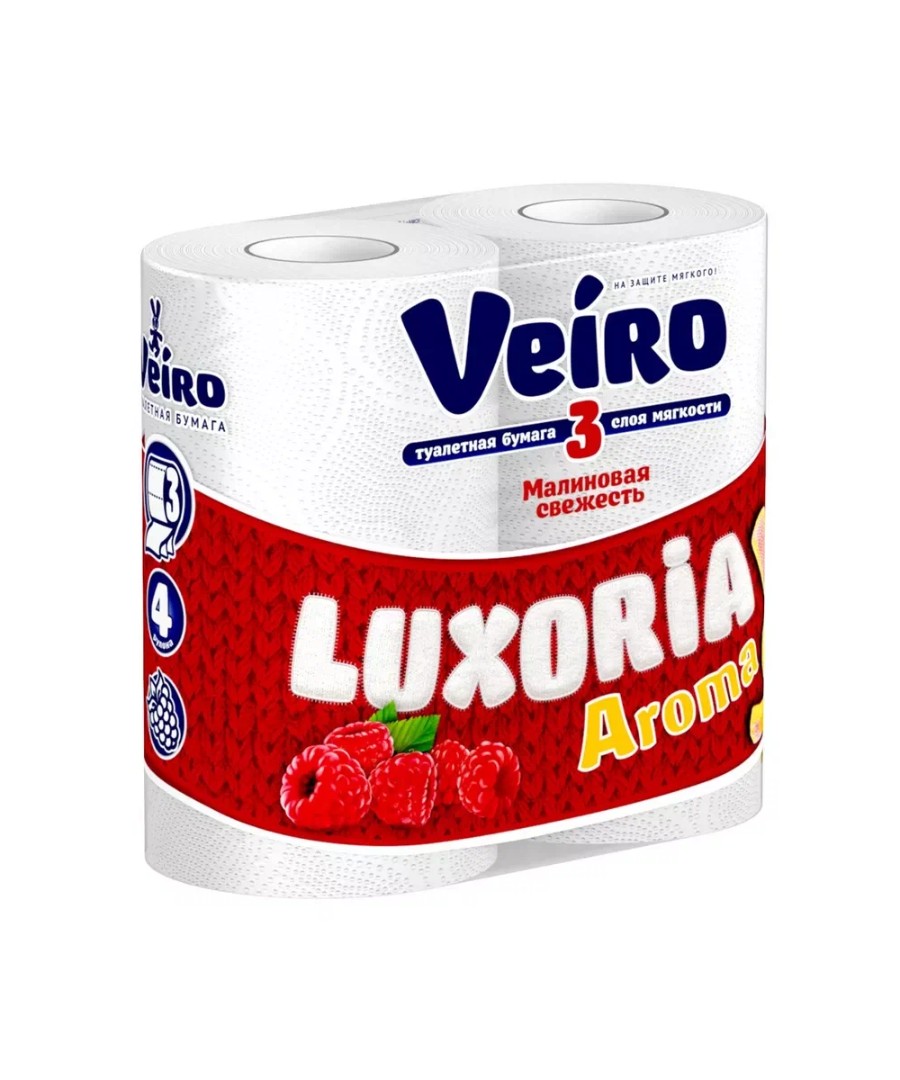 Туалетная бумага ВЕЙРО Люксория Малина 3сл 4рул