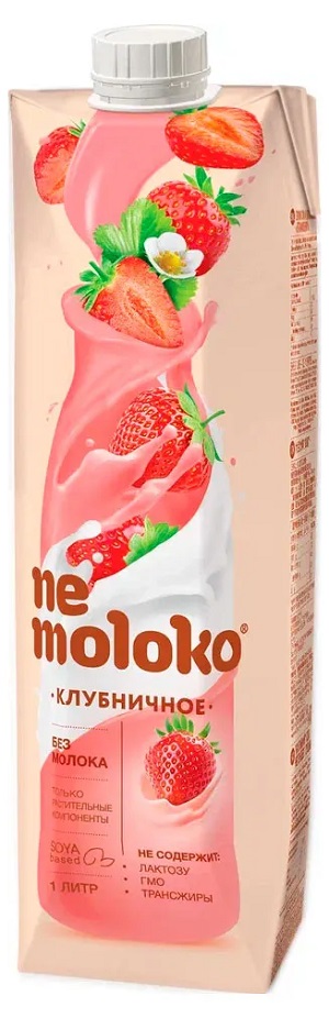 Напиток клубничный НЕМОЛОКО на соевой основе 1% 1л