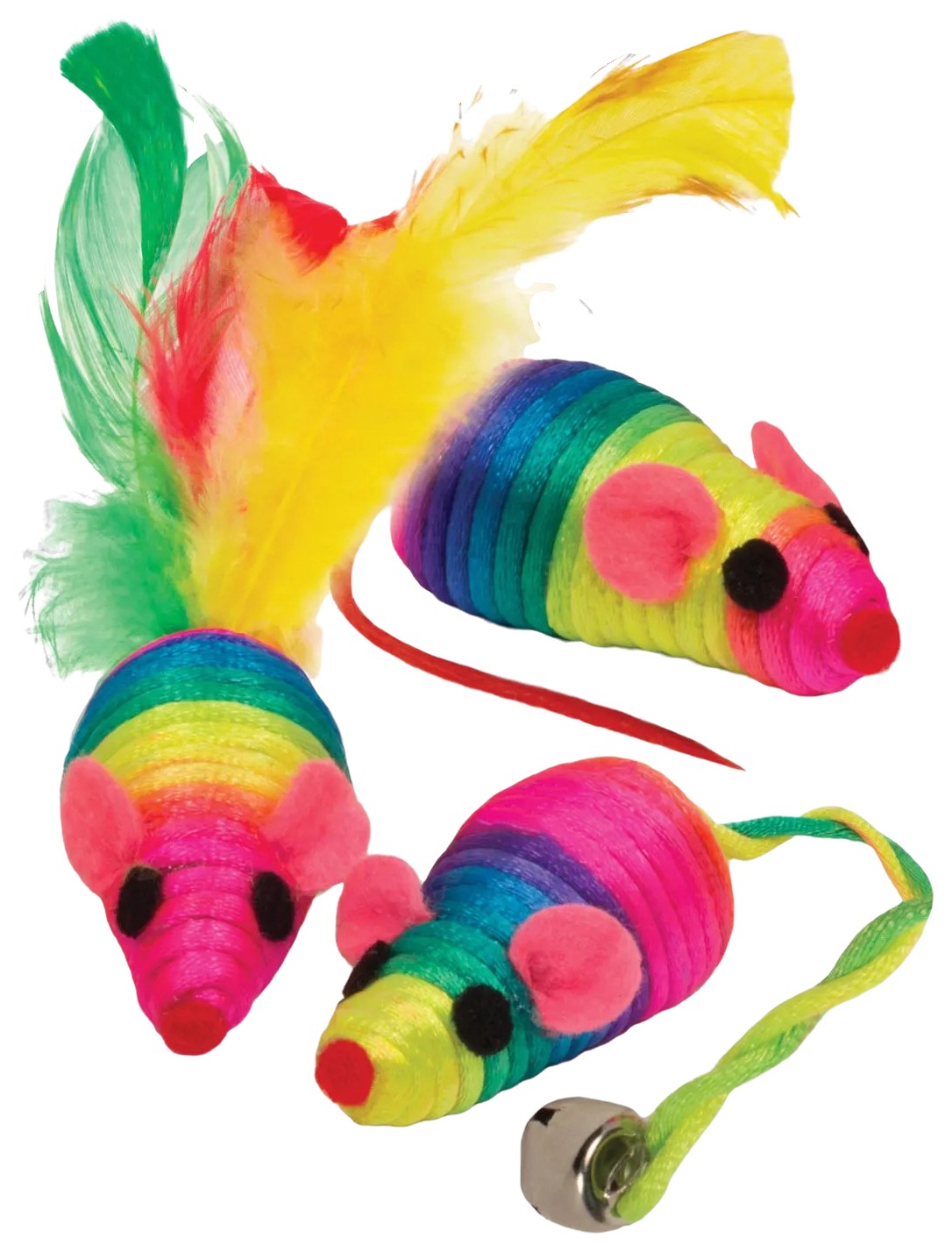 Набор игрушек для кошек ТРИОЛ Мышь радужная 3шт арт.XW7015