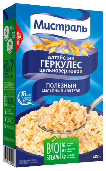 Хлопья МИСТРАЛЬ Геркулес алтайский карт/уп 400г