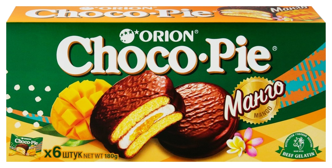 Печенье ОРИОН Чоко-Пай манго 6шт 180г
