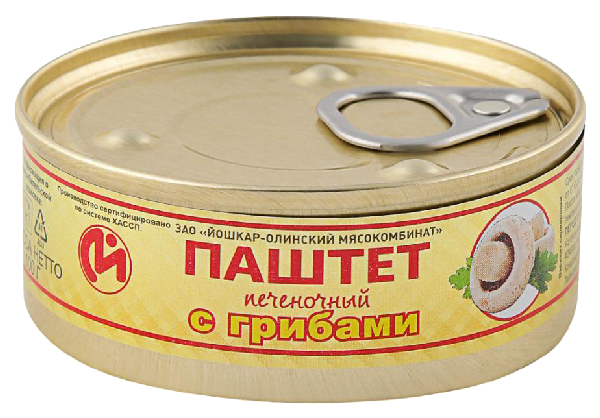 Паштет ЙОШКАР-ОЛА печеночный с грибами ТУ ж/б 100г
