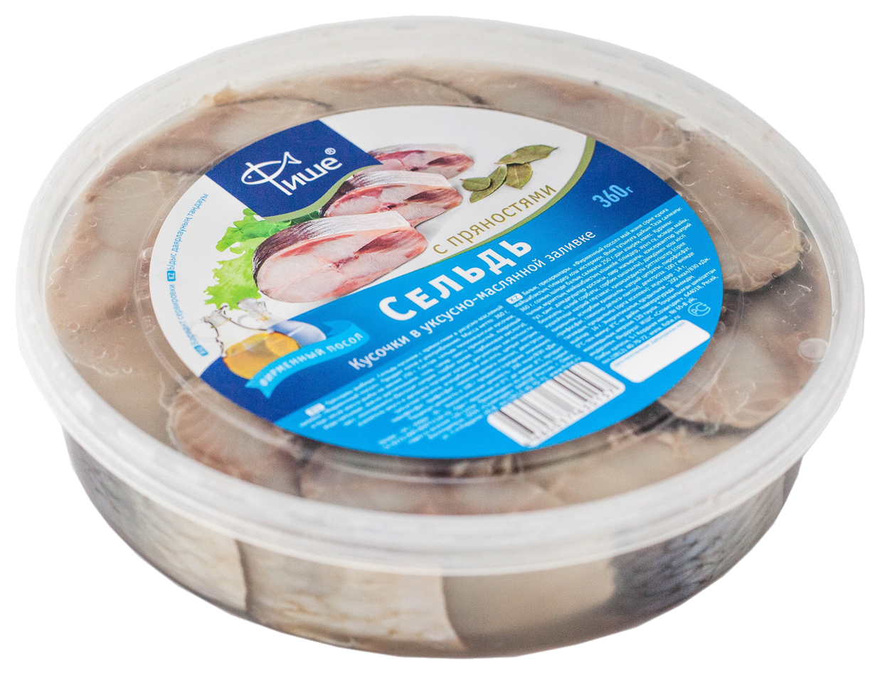 Сельдь ФИШЕ филе-кусочки фирменный посол с пряностями 360г