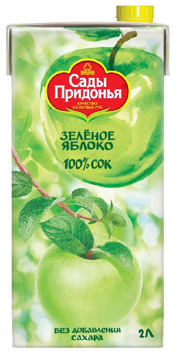 Сок САДЫ ПРИДОНЬЯ зеленое яблоко осветленное 2л