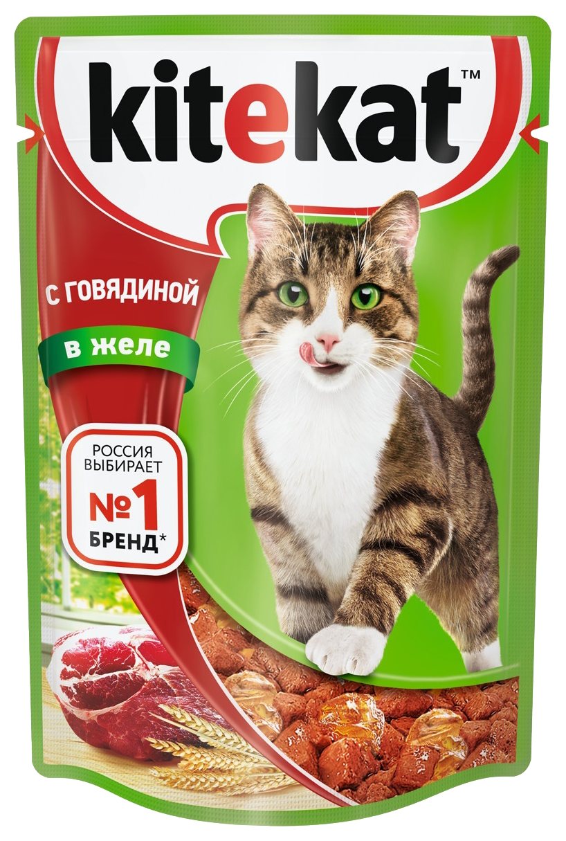 Корм для кошек КИТЕКЕТ с говядиной в желе 85г