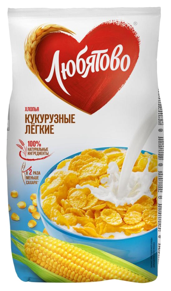 Хлопья ЛЮБЯТОВО кукурузные легкие без сахара м/у 270г