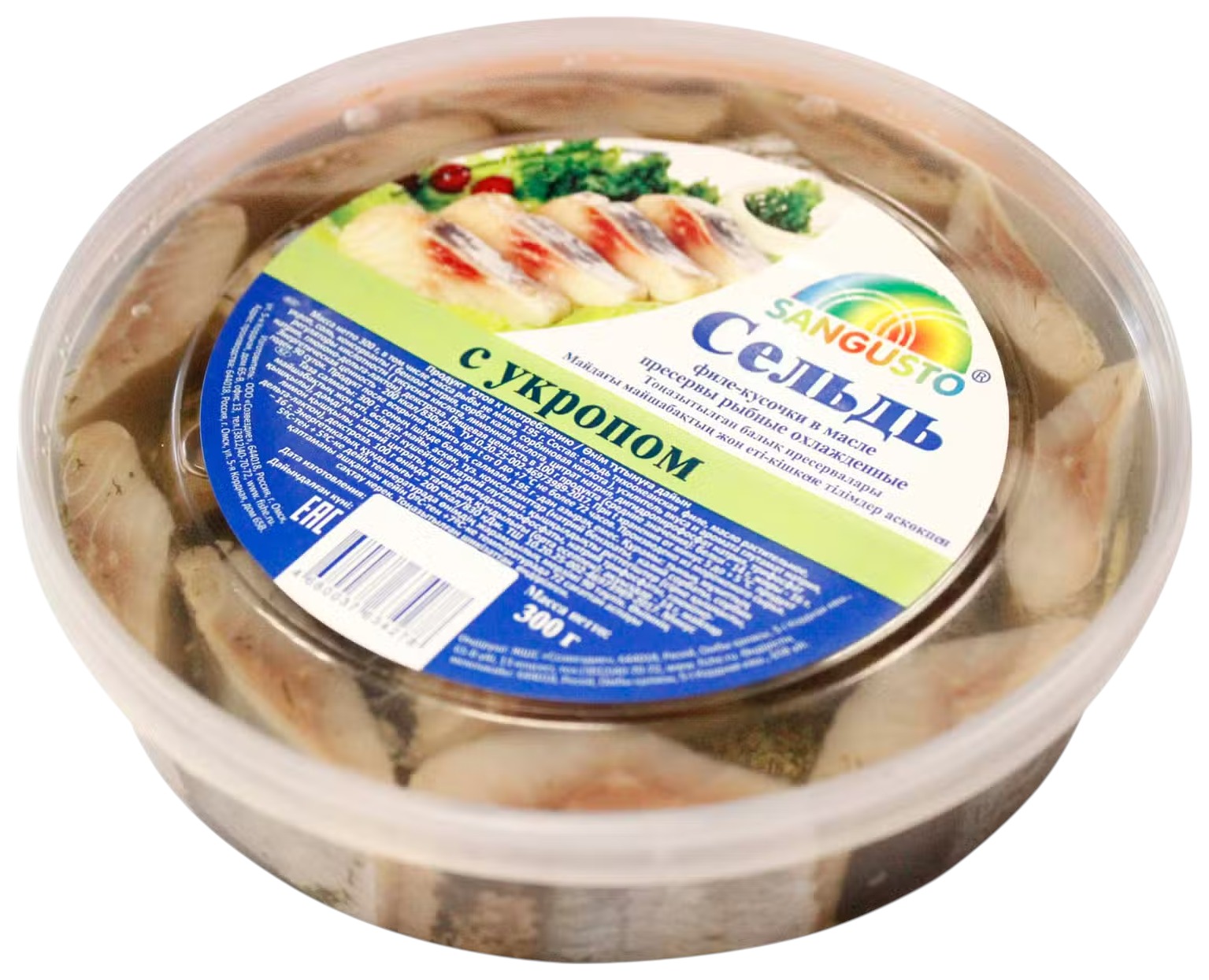 Сельдь САНГУСТО филе-кусочки с укропом в масле 300г