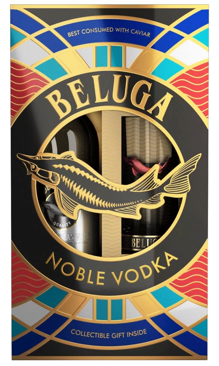 Водка БЕЛУГА Нобл 40% ПК 0.7л+Рокс с цветными рыбками