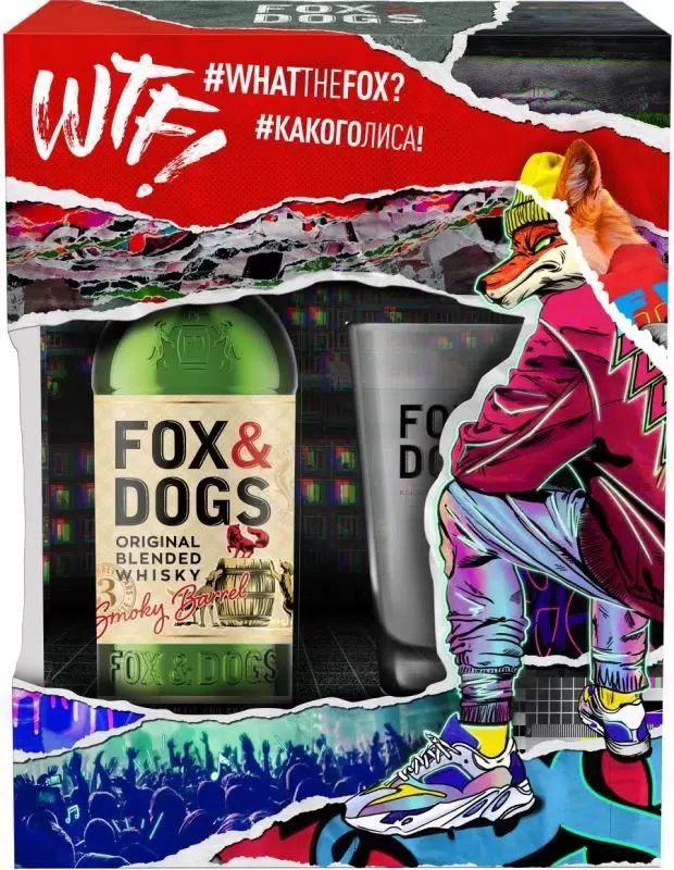 Виски ФОКС&ДОГС Смоки Баррел 40% ПК 0.7л+бокал