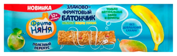 Злаково-фруктовый батончик ФРУТОНЯНЯ яблоко банан груша 25г