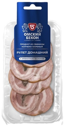 Рулет ОМСКИЙ БЕКОН Домашний нарезка в/к в/у 110г