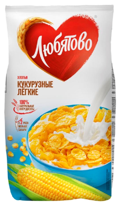 Хлопья ЛЮБЯТОВО кукурузные легкие без сахара м/у 270г
