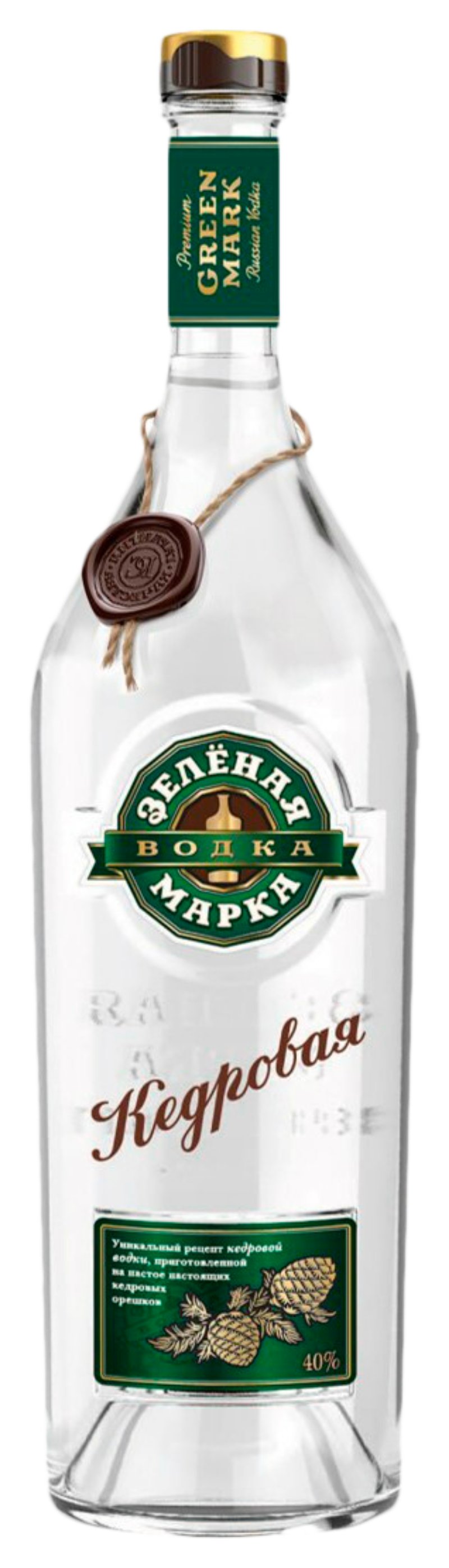 Водка ЗЕЛЕНАЯ МАРКА Кедровая 40% 0.375л
