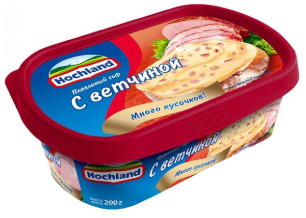 Сыр плавленый ХОХЛАНД с ветчиной бзмж 55% 200г