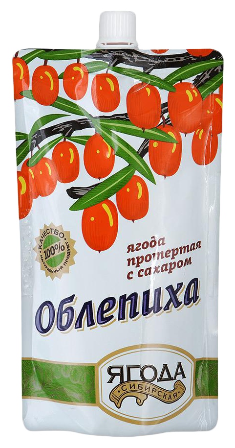Облепиха СИБИРСКАЯ ЯГОДА протертая с сахаром д/пак 280г
