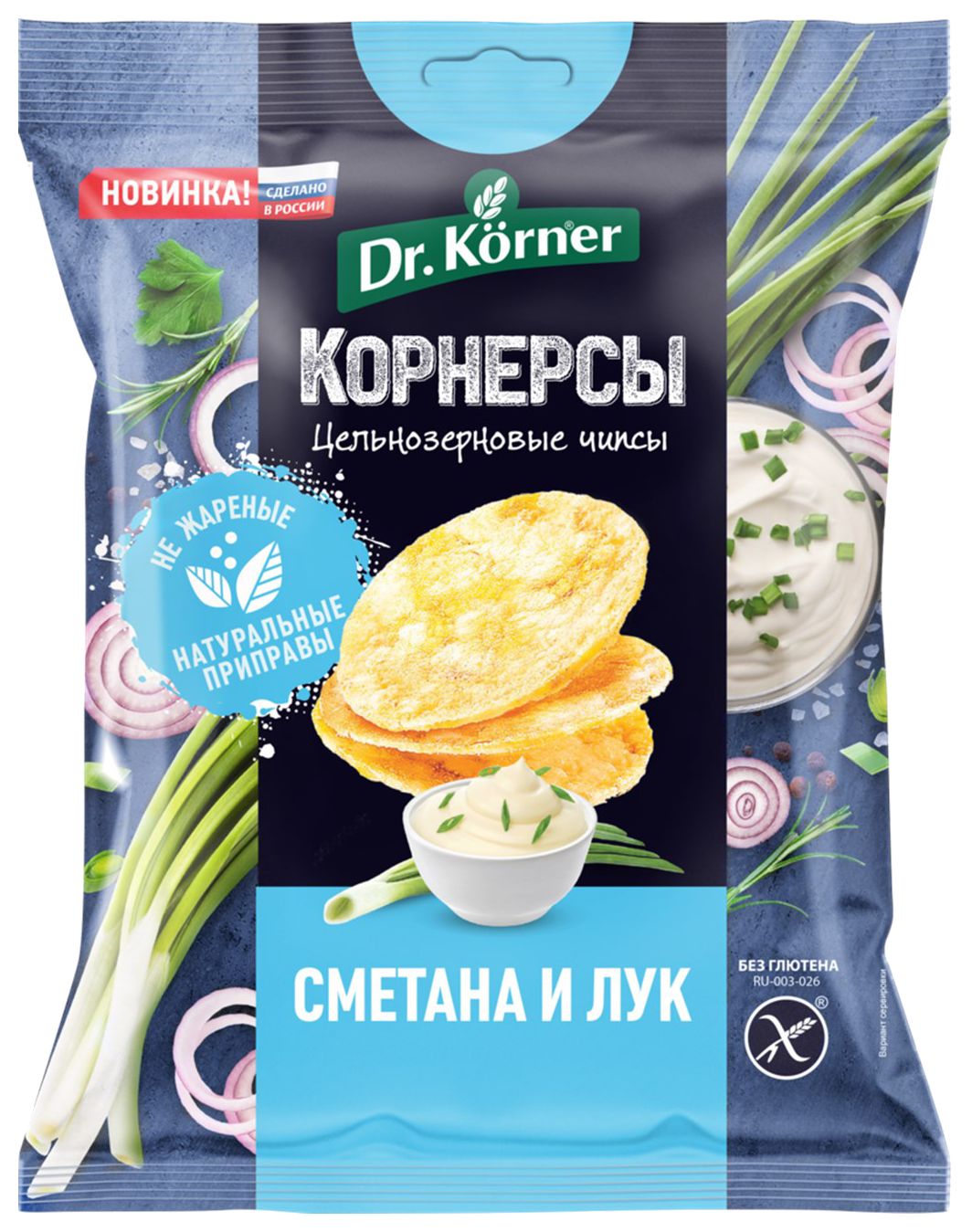 Чипсы ДР.КЕРНЕР Корнерсы сметана и лук 50г