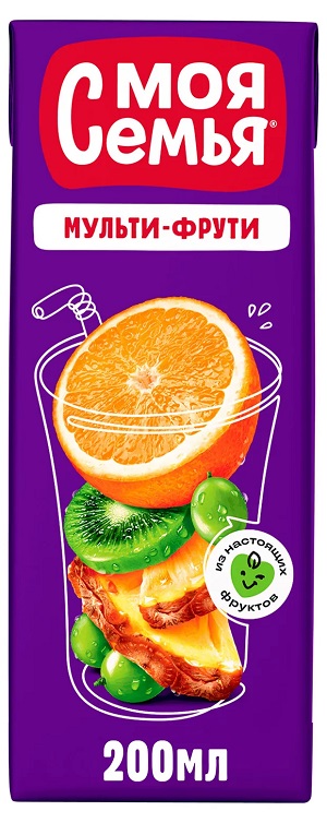 Напиток сокосодержащий МОЯ СЕМЬЯ Мульти-Фрути 0.2л