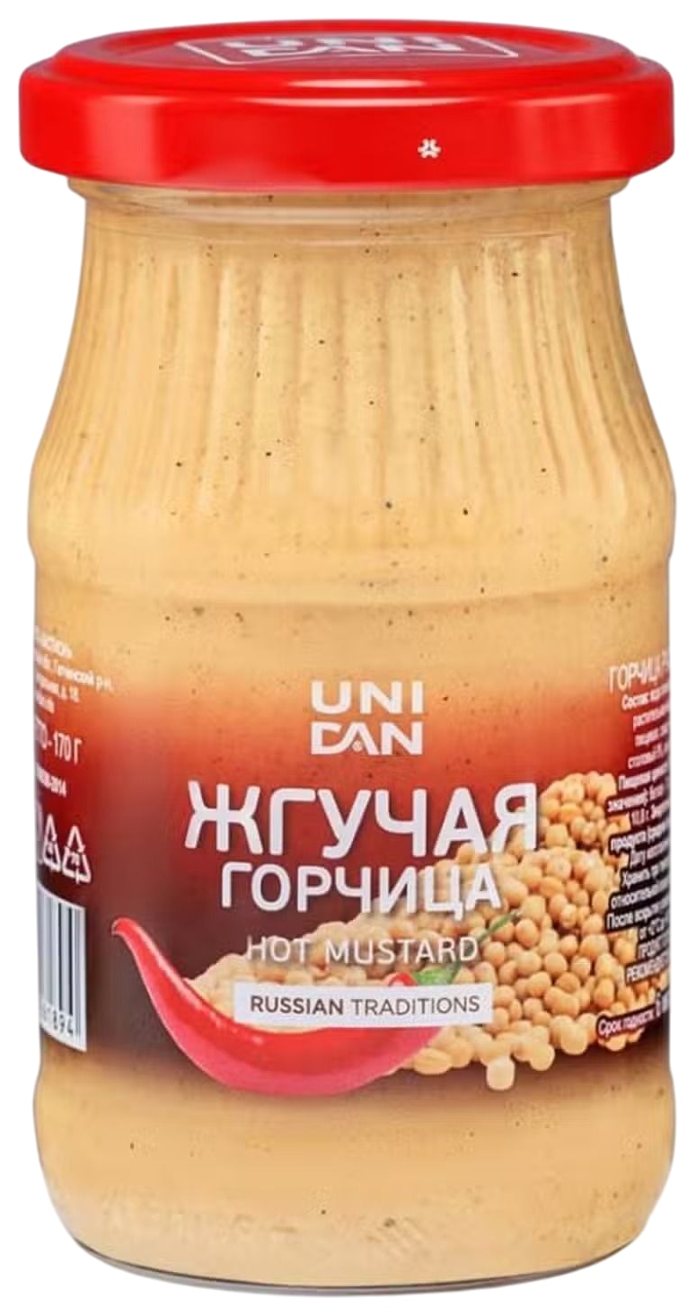 Горчица УНИ ДЕН Жгучая ст/б 170г