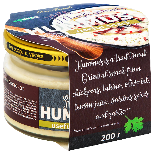 Закуска ПОЛЕЗНЫЕ ПРОДУКТЫ Хумус с грибами ст/б 200г