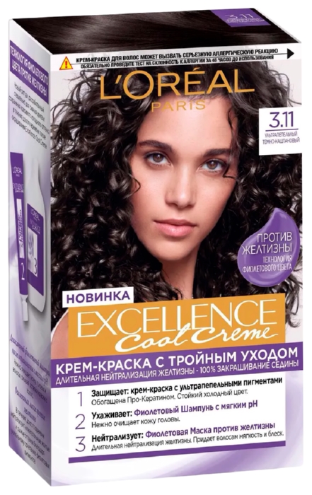 Краска для волос ЛОРЕАЛЬ Экселланс ультрапепельный темно-каштановый №3.11