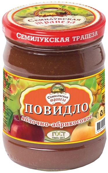 Повидло СЕМИЛУКСКАЯ ТРАПЕЗА яблочно-абрикосовое ст/б 600г
