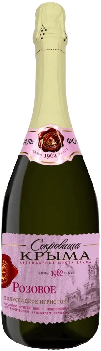 Игристое вино СОКРОВИЩА КРЫМА розовое п/сл 11-13.5% ст/б 0.75л