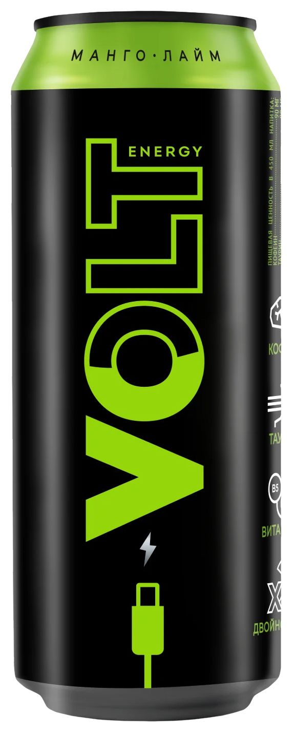 Энергетический напиток ЭНЕРГИЯ ВОЛЬТА манго лайм ж/б 0.45л